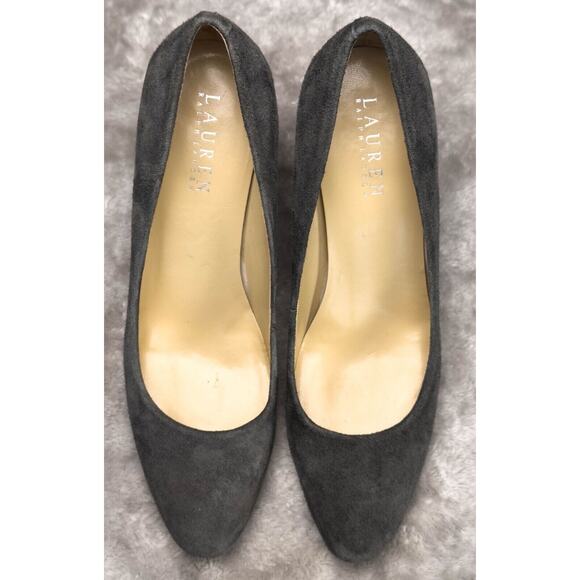 Ralph Lauren Gray Suede Almond Toe Pumps Heels Womens Size 7.5 - Picture 10 of 16